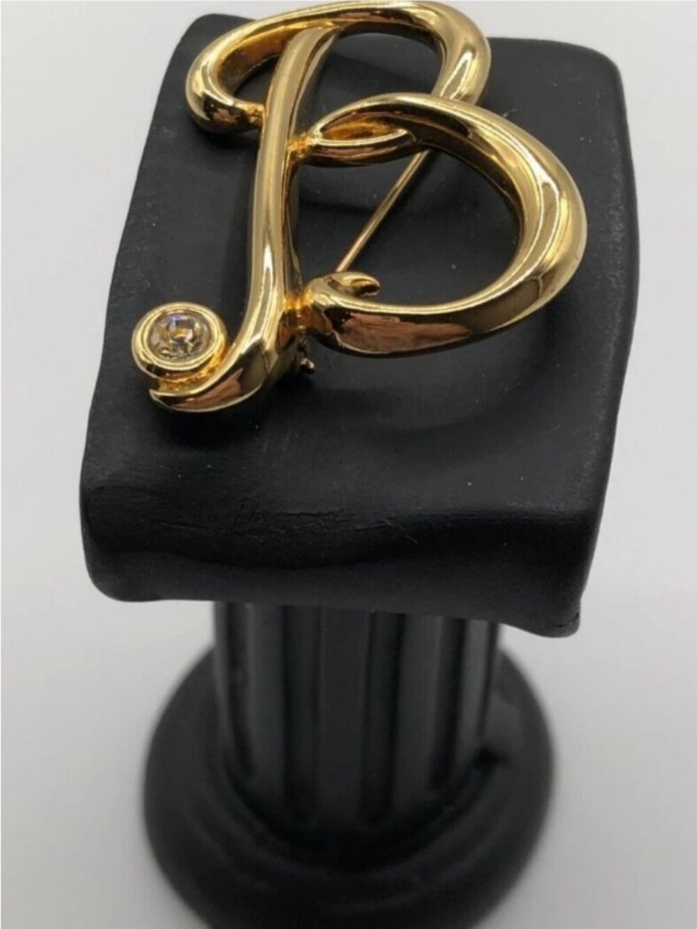 Monet Script Letter "B" Modernist With Rhinestone Brooch Pin Signed - Picture 8 of 12